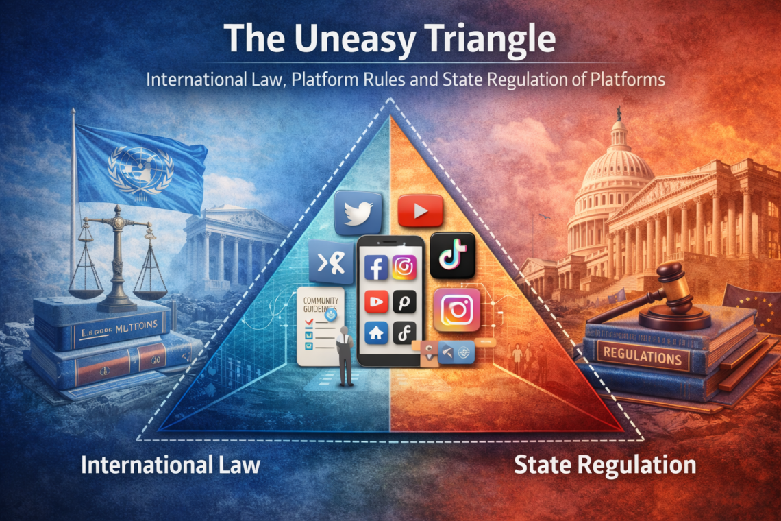 The uneasy triangle, international law, platform rules, and state regulation of platforms